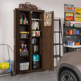 Befrases 72" H Farmhouse Storage Cabinet with Adjustable Shelves, Large Pantry Organize with 2 Barn Doors, Tall Freestanding Cabinet for Kitchen, Bathroom/Garage/Basement/Living/Utility Room, Brown Befrases