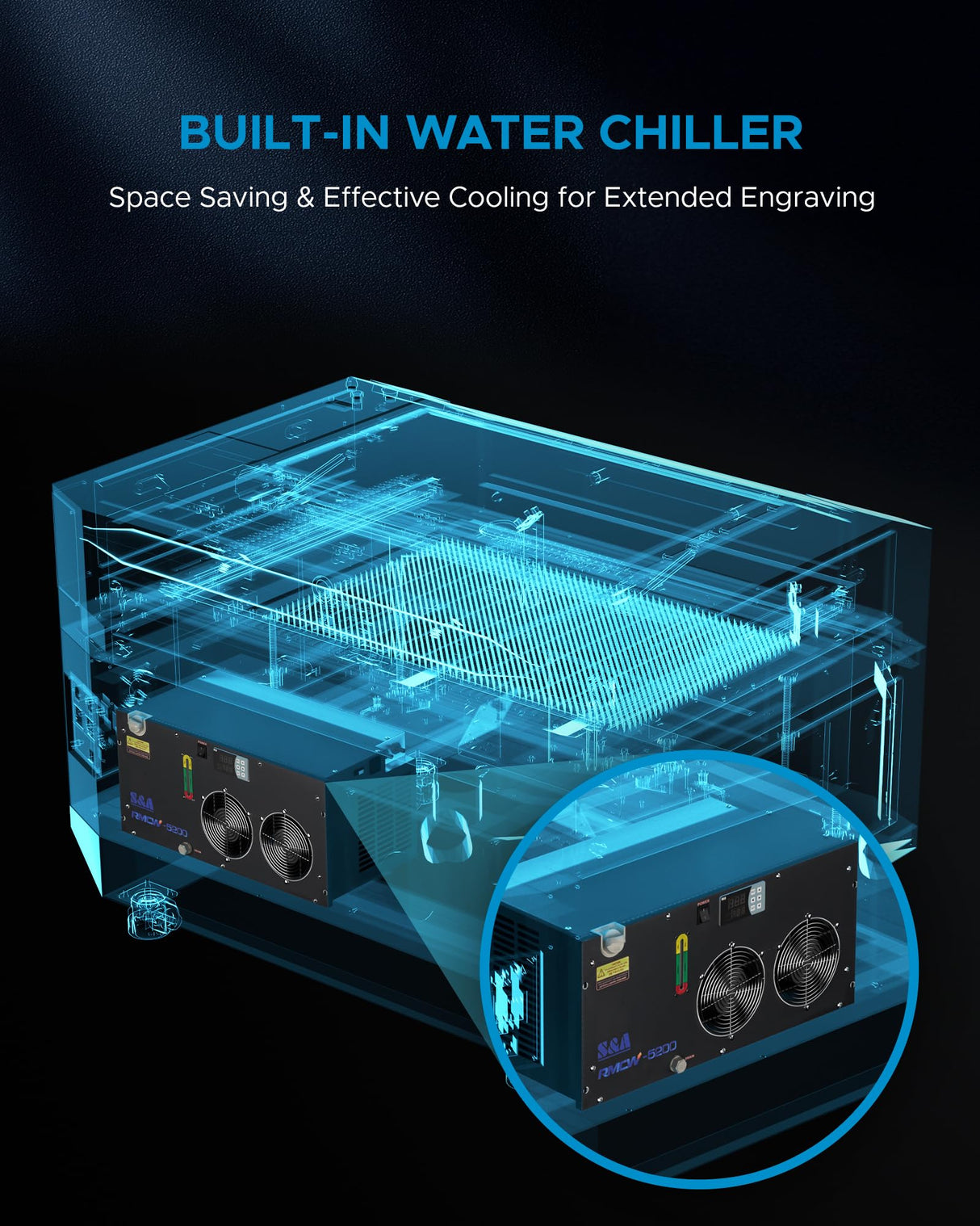 OMTech Pro 100W CO2 Laser Engraver, 40x24 Inch Laser Cutter with Built-in Water Chiller 1200mm/s Speed Autofocus 4 Way Pass Air Assist, Laser Class 2，0.827mW Output Power OMTech