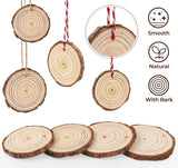 ilauke Wood Slices, 30 Pcs 2.7"-3.1" Natural Wood Slices with Predrilled Hole, Unfinished Wood with Bark, Wooden Circles for Crafts and Paint DIY Ornaments Christmas Crafts Arts Wedding Decor ilauke