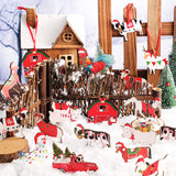 24 Pcs Wooden Farm Animal Christmas Ornaments Wooden Christmas Farmhouse Rustic Ornaments Hanging Red Truck Christmas Tree Decorations Cow Pig Rustic Christmas Decor Ornaments for Xmas Trees Crafts Gerrii