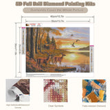 CEOVR Deer Diamond Painting Kits, 5D Full Drill Animal Diamond Art Kits for Adults Landscape Crystal Gem Art, Adult Crafts Kits Arts and Crafts, Wall Decor for Home Office 12x16inch CEOVR