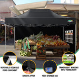 COBIZI 10x15 Pop up Canopy Tent Heavy Duty with 4 Sidewalls, Easy Set-up Commercial Outdoor Party Tent, 100% Waterproof Wedding Canopy Gazebo, 3 Height Adjustable with Handbag, Black COBIZI