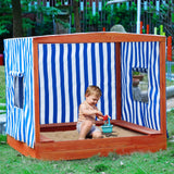 Kids Large Wooden Sandbox with Cover for Backyard,Sand Box with Rainproof and 3 Bench Seats,Outdoor Playhouse Cedar Wood,Sand Protection,Bottom Liner(58 Inch) Agitree