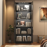 chartustriable 79" Tall Display Cabinet with LED Sensor Light & Pop-up Glass Doors, Modern Bookcase Curio Storage Cabinet for Bedroom, Living Room, Office, Black chartustriable