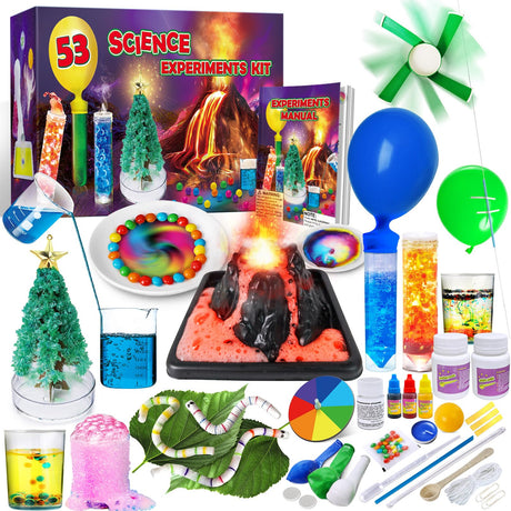 UNGLINGA 53 Experiments Science Kits for Kids Boys Girls, Gift Ideas for Birthday Christmas, Chemistry Physics Set, STEM Activities Learning Educational Scientist Toys UNGLINGA