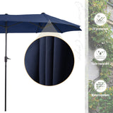 Sophia & William 7 Pieces Patio Dining Set with 13ft Navy Patio Umbrella, Outdoor Dining Set for 6 People, 60” Metal Patio Table and Rattan Chairs, Outdoor Patio Furniture with Seat Cushion Sophia & William