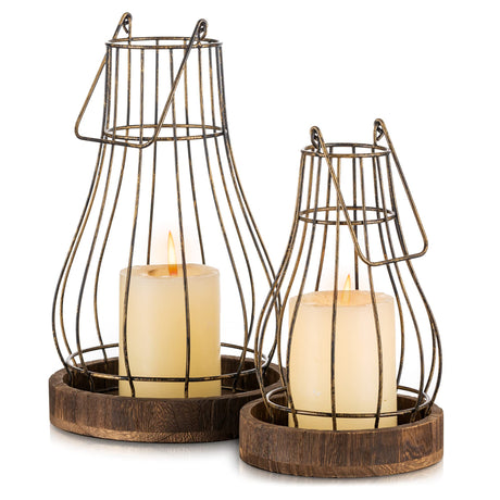 Romadedi Lantern Farmhouse Home Decor - Rustic Candle Holders Decorative Lanterns for Candle Living Room Kitchen Dining Coffee Table Fireplace Mantle Outdoor Romadedi