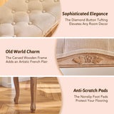 VONLUCE Vintage Bench with Padded Seat & Rubberwood Legs, 44" Memory Foam Upholstered Entryway Bench, Tufted Fabric End of Bed Bench for Bedroom and Living Room, French Style, Beige VONLUCE