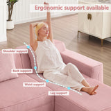 153.5 Cloud Sofa with Deep Seats and Wide Armrests，Boneless Sectional Couch with High Density Memory Foam Sofa, 4 Seater Sofa for Living Room Apartments - No Assembly, Corduroy,Pink HUMEHA