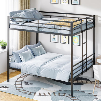 DNYN Black Queen Over Queen Bunk Bed with Wood Slat Support for Kids and Adults, Space-Saving Design, Easy Assembly, No Box Spring Needed - WoodArtSupply