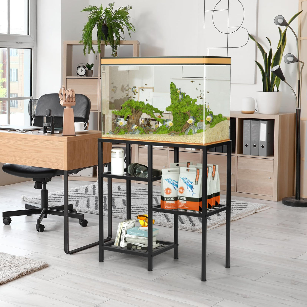 YBING Fish Tank Stand 20 Gallon Aquarium Stand Aquarium Turtle Tank Reptile Tank Stand with 3-Tier Small Metal Shelf YBING