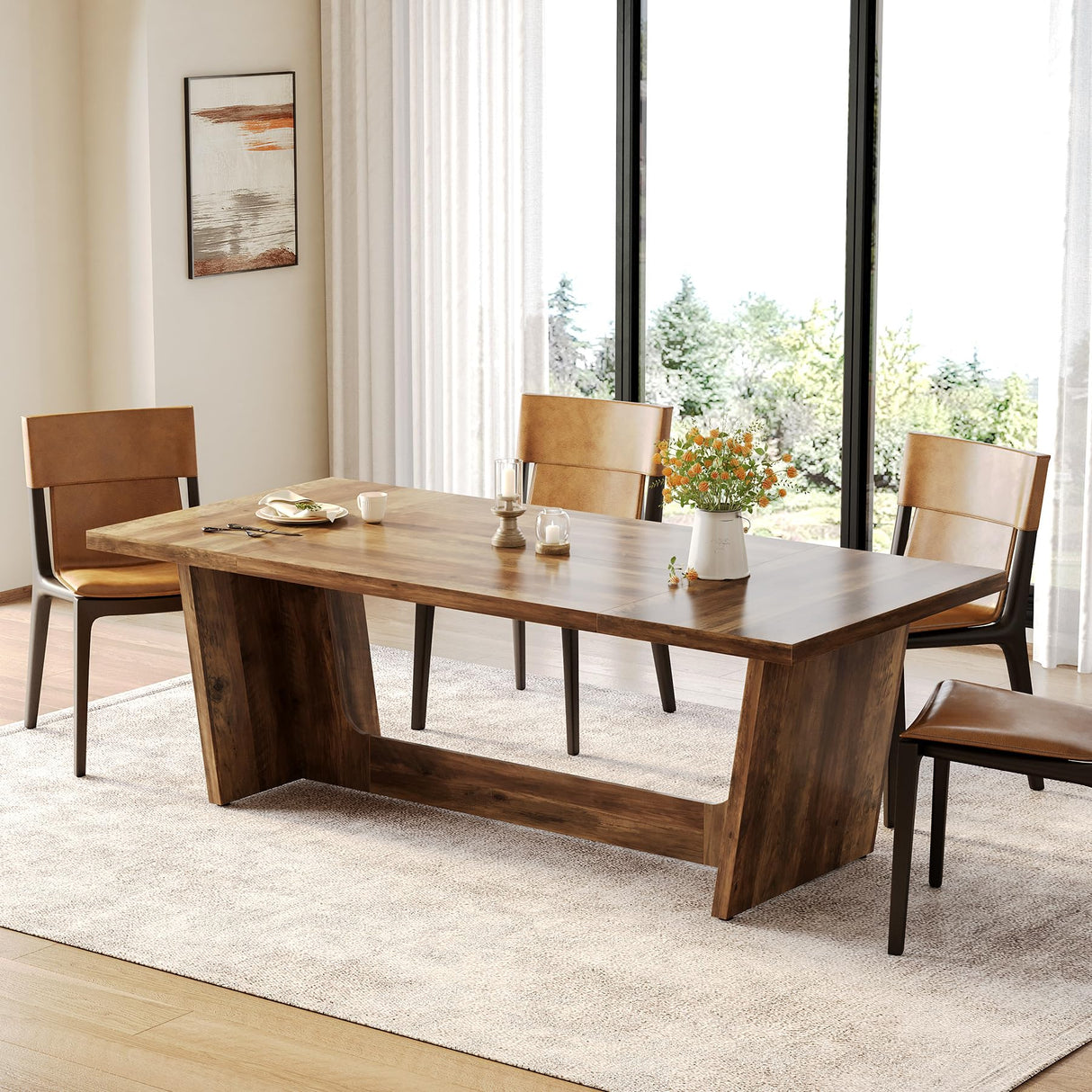 1Easylife 70.87 Inches Long Executive Desk, Brown Wooden Computer Desk, Industrial Simple Study Writing Table, Large Workstation Business Furniture for Home Office 1Easylife