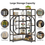 Tribesigns L-Shaped 7-Shelf Corner Bookshelf – Modern Grey Bookcase with Metal Frame for Home and Office Tribesigns