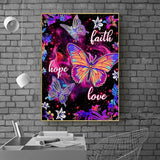 ARPADAMO Diamond Art Kits for Adults,5D Hope, Faith, Love Diamond Painting DIY Butterfly Diamond Art Diamond Painting Kits for Adult,Round Full Drill Diamond, Diamond Art Kits for Home Decor-12x12inch ARPADAMO
