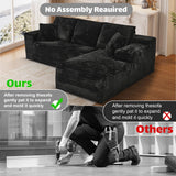 ONEMMLION Cloud Couch Sectional Modular Sofa, 107.5" Comfy Black L Shaped Boneless Couches for Living Room, Deep Seat Plush Corduroy Couch Sectional Memory Foam Sofa(Black, Right Facing Chaise) ONEMMLION