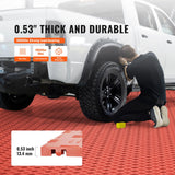 VEVOR Garage Tiles Interlocking, 12 x 12 x 0.53 inch 50 Pack Garage Floor Covering Tiles, Non-Slip Double-Sided Texture Garage Flooring Tiles, for Garages, Basements, Repair Shops, Red VEVOR