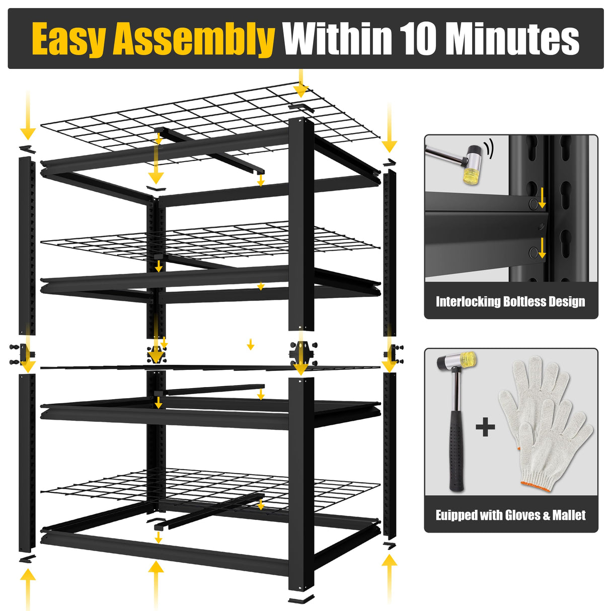 PrimeZone Heavy Duty Storage Shelves - 40" W X 20" D X 60" H Adjustable Garage Wire Shelving Unit, 4 Tier Industrial Metal Shelf Standing Utility Rack for Warehouse, Pantry, Basement, Black, 2 Pack PrimeZone