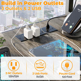 Cyclysio Gaming Desk with Hutch, 39'' Computer Desk with LED Lights & Power Outlets, Home Office Desk with Reversible 5 Tiers Storage Shelves & Monitor Stand, Small Gaming Table for Small Space, Grey Cyclysio