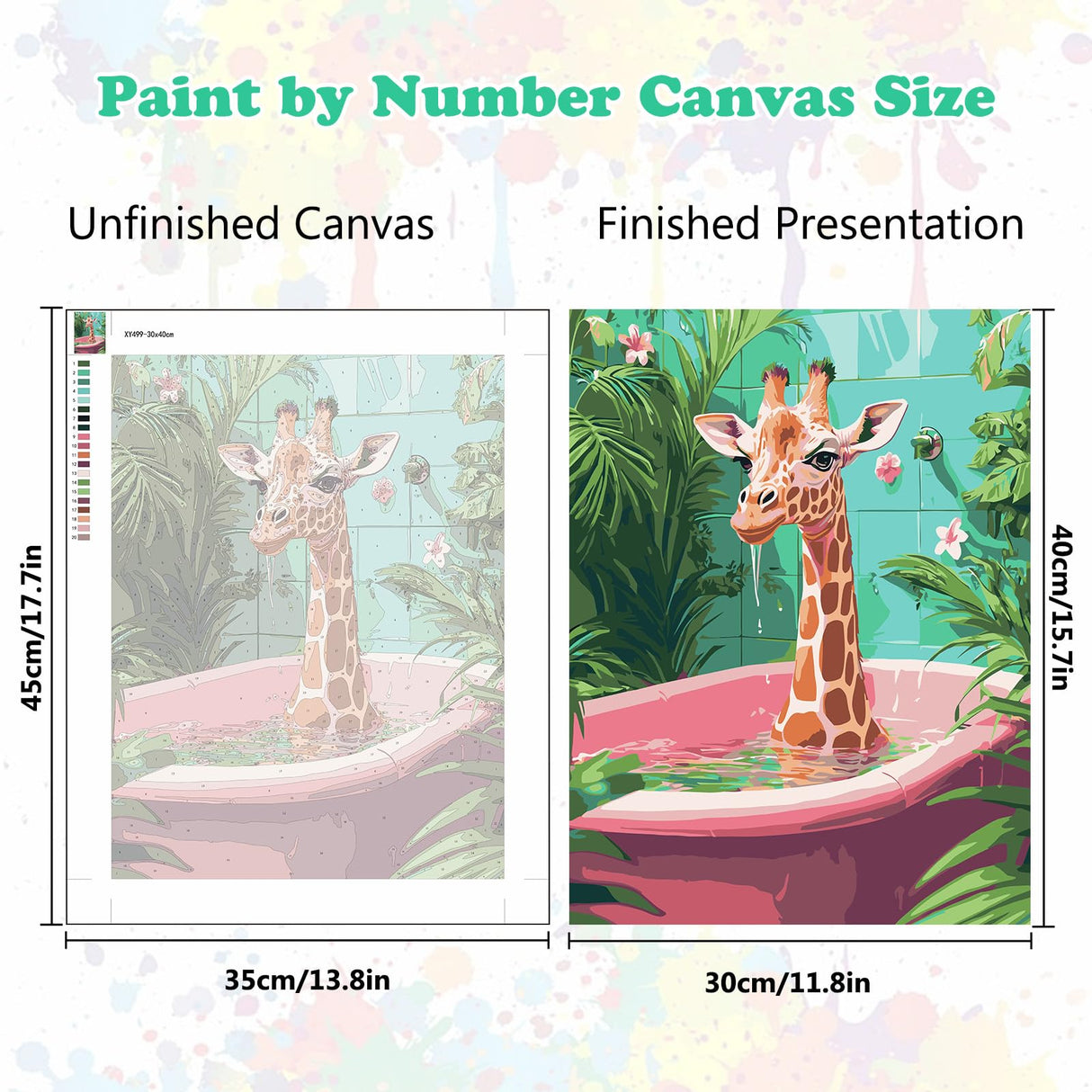 MEIYUDA Giraffe Paint by Numbers Kit, Giraffe in Bathtub Paint by Numbers for Adults Beginners, DIY Funny Animals Acrylic Oil Painting by Number on Canvas for Gift Home Wall Decor 12x16in MEIYUDA