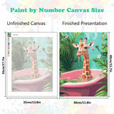 MEIYUDA Giraffe Paint by Numbers Kit, Giraffe in Bathtub Paint by Numbers for Adults Beginners, DIY Funny Animals Acrylic Oil Painting by Number on Canvas for Gift Home Wall Decor 12x16in MEIYUDA