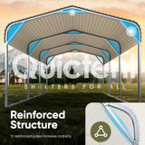 Quictent 10x15 ft Metal Roof Carport Kits Hard Top Garage Heavy Duty Steel Car Canopy, White Quictent