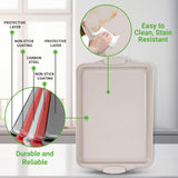 NutriChef 3 Piece Nonstick Cookie Sheets for Baking - Premium Carbon Steel Baking Pans with White Silicone Handles - Even Heat Distribution, PFOA/PFOS/PTFE Free, Easy to Clean - Cream Marble, NCBKT3CM NutriChef