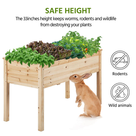 Yaheetech 1pc Raised Garden Bed 48x24x30in Elevated Wooden Horticulture Planter Box with Legs Standing Growing Bed for Gardening/Backyard/Patio/Balcony Yaheetech