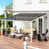 MEISSALIVVE 12' x 14' Gazebo, Wall Mounted Gazebo, Lean to Metal Awnings Gazebos, Gazebo Pergola with Sloped Roof, Outdoor Patio Gazebo Awning for Backyard, Deck, White MEISSALIVVE