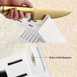 McCook® Knife Sets, Golden Titanium Stainless Steel Kitchen Knife Block Sets with Built-in Sharpener McCook