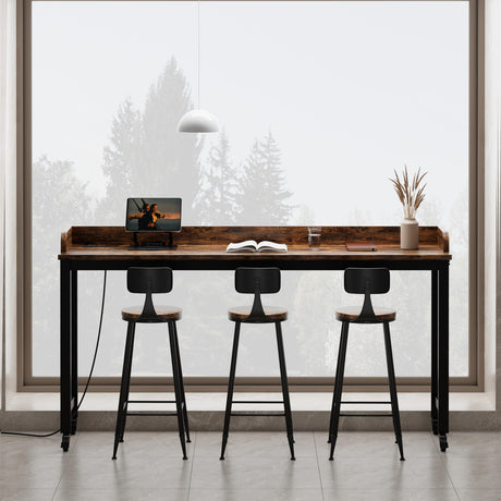 70.8" Standing Desk with Charging Station, Extra Long Desk on Wheels for Standing and Sitting, Sofa Table Behind Couch with Power Outlets and USB Ports, Easy Assembly, Walnut Ytaoka