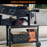 Onlyfire Extra Large BBQ Charcoal Grill with Large Cooking Grate and Warming Rack, Outdoor Barbecue Grill with Dual-Zone Adjustable Charcoal Tray and 2 Foldable Side Table, Black GS339-A ONLYFIRE GRILLS