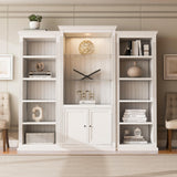 Merax 3-Pieces Bookcase Display Cabinet 87"x17"x79" White Tall Bookshelf, 5 Colors Adjustable LED Cabinet Ceiling Light, 5-Tier Collection Bookcase for Home Office Studio Merax