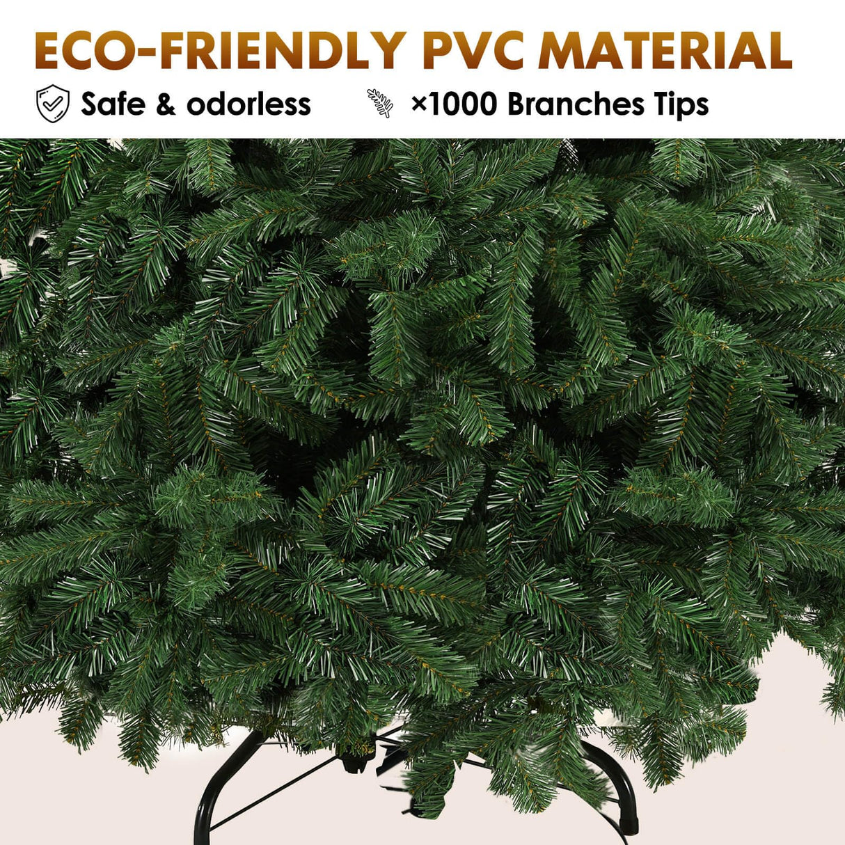 GTPLAYER 6.5ft Christmas Tree Artificial Xmas Tree with 200 Warm LED Lights & 1000 Branch Tip, Premium Pine Tree Party Decorations for Home, Foldable Stand, Easy Assembly GTPLAYER