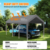 Carport Canopy 12'x20' Replacement Cover, Heavy Duty Garage Shelter Cover 800D Oxford Waterproof & UV Protected Tarp with Ball Bungees, Not Include Frame, Gray KAHLHAK