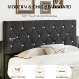 VECELO Full Size Bed Frame with Diamond Tufted Headboard, Upholstered Platform Bedframe with Wood Slat Support, No Box Spring Needed, Velvet & Black VECELO