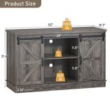 Hlivelood Farmhouse 55-75 Gallon Fish Tank Stand with Power Outlet, Aquarium Stand with Cabinet&Sliding Barn Door, Heavy Duty Reptile Tank Stand for 2 Fish Tank/Turtle Tank/Reptile Terrarium, Grey Hlivelood