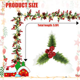 Sggvecsy Christmas Garland Red Berry Garland with Red Berries Lighted Holly Leaves Garlands Artificial Christmas Green Leaves Garland Battery Operated for Xmas Indoor Home Winter Holiday Decoration Sggvecsy