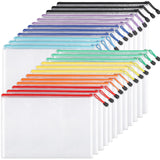 EOOUT 24pcs Mesh Zipper Pouch Bags, A4 Zipper Bags for Organizing Storage, Waterproof Zipper Pouches, Letter Size, File Bags for School, Toys, Puzzle, Board Games and Office Supplies EOOUT