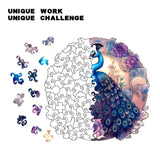 IKFUVACT Unique Wooden Jigsaw Puzzles, Wood Puzzles for Adults, Family Puzzle Game (Peacock, Large) IKFUVACT