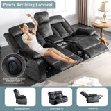 GUEAPY Reclining Loveseat-Power Reclining Loveseat with Console,Double Recliner Loveseat with Heat and Massage,Electric Loveseat Recliner with Cup Holders,USB & Type-C Charge Ports for Living Room,RV GUEAPY
