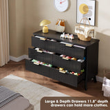 Garvee 6 Drawers Dresser for Bedroom, 47.2" Wide Dressers with Curved Profile Design, Fluted Wood Drawers with Gold Handle, Modern Chest of Dressers with Thickened Design for Living Room, Black Garvee