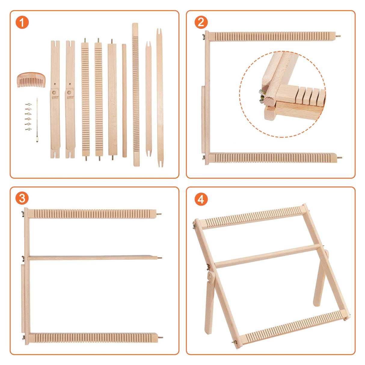 WILLOWDALE Weaving Loom, 16.5" L x 15.7" W Wooden Loom Kit,Tapestry Loom for Creative DIY Weaving Art & Crafts, Ideal for Kids, Beginners, Adults WILLOWDALE