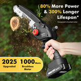 Seesii Mini Chainsaw Cordless 8 inch DL07, Electric Battery Powered Chainsaw, Upgraded Brushless Chain Saw with Auto Oiler, 2pcs 2000mAh Battery, Handheld Pruning Saws for Tree Branch Wood Cutting Seesii