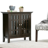 SIMPLIHOME Bedford SOLID WOOD 32 inch Wide Transitional Low Storage Media Cabinet in Dark Tobacco Brown for the Living Room, Entryway and Family Room SIMPLIHOME