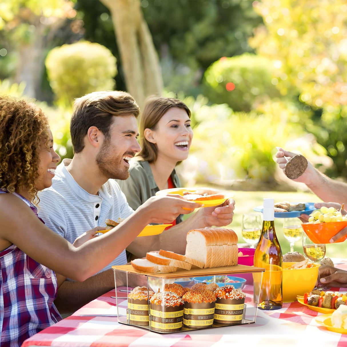 Qilinba 2 Pcs Clear Bread Box with Bamboo Board Lid for Kitchen Countertop, Bread Storage Container for Homemade Bread Qilinba