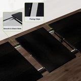 Feonase 5-Piece Dining Table Set for 4-8 People, 63" Large Extendable Kitchen Table Set with 2 Benches and 2 Square Stools, Dining Room Table with MDF Wood Board, Easy Assembly, Black Feonase