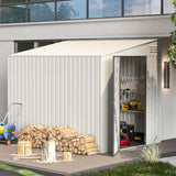 AECOJOY Outdoor 6x8 Metal Shed, Small Storage Shed & Outdoor Cabinet for Backyard, Patio in White AECOJOY