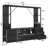 65" TV Stands for Living Room, Large Wall Unit Entertainment Center with 11 Fabric Drawer,Dresser TV Stand with 2 LED Lights & Power Outlets,TV Stand for Bedroom with Storage Shelf,Black EnHomee