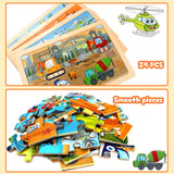 Puzzles for Kids Ages 4-6,24 Pieces Wooden Puzzles for Toddlers Ages 3-5 4-8 3 4 5 6 3-4 Year Olds.4 Pack Car Puzzle Set Children Jigsaw Puzzles for Boys and Girls Educational Learning Toys DQRRZ