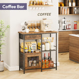 SWTYMIKI Coffee Bar Cabinet for Home - Farmhouse Coffee Stand Station Multi-Purpose Buffet Sideboard Cabinet with Drawers - Kitchen Bar Table for Living Room, Corner, Small Space, Espresso SWTYMIKI